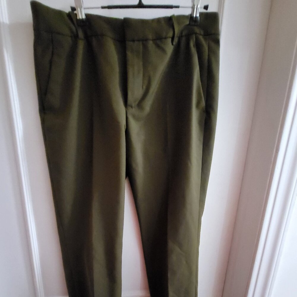 Clearance Zara Olive Green Tailored Straight Leg Trousers - Size 6